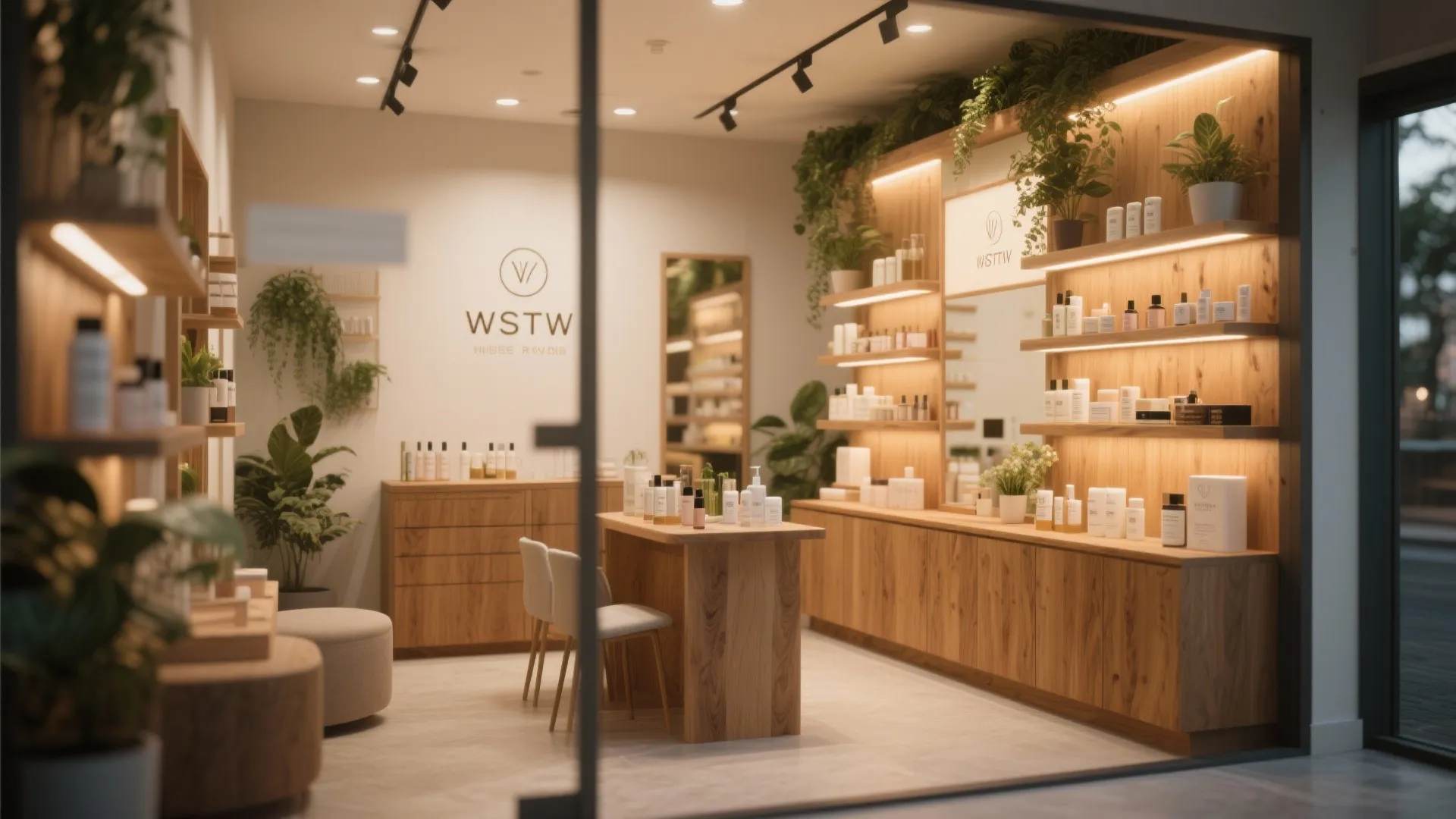 Warm lighting with wood accents