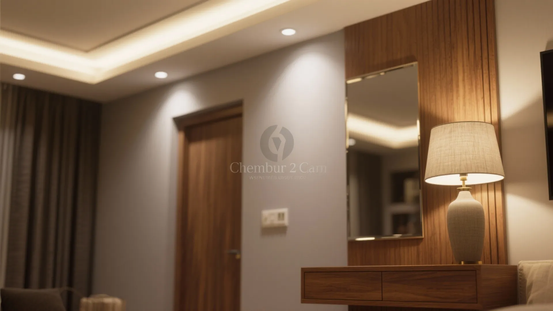 Light layering and warm woods to expand the sense of space