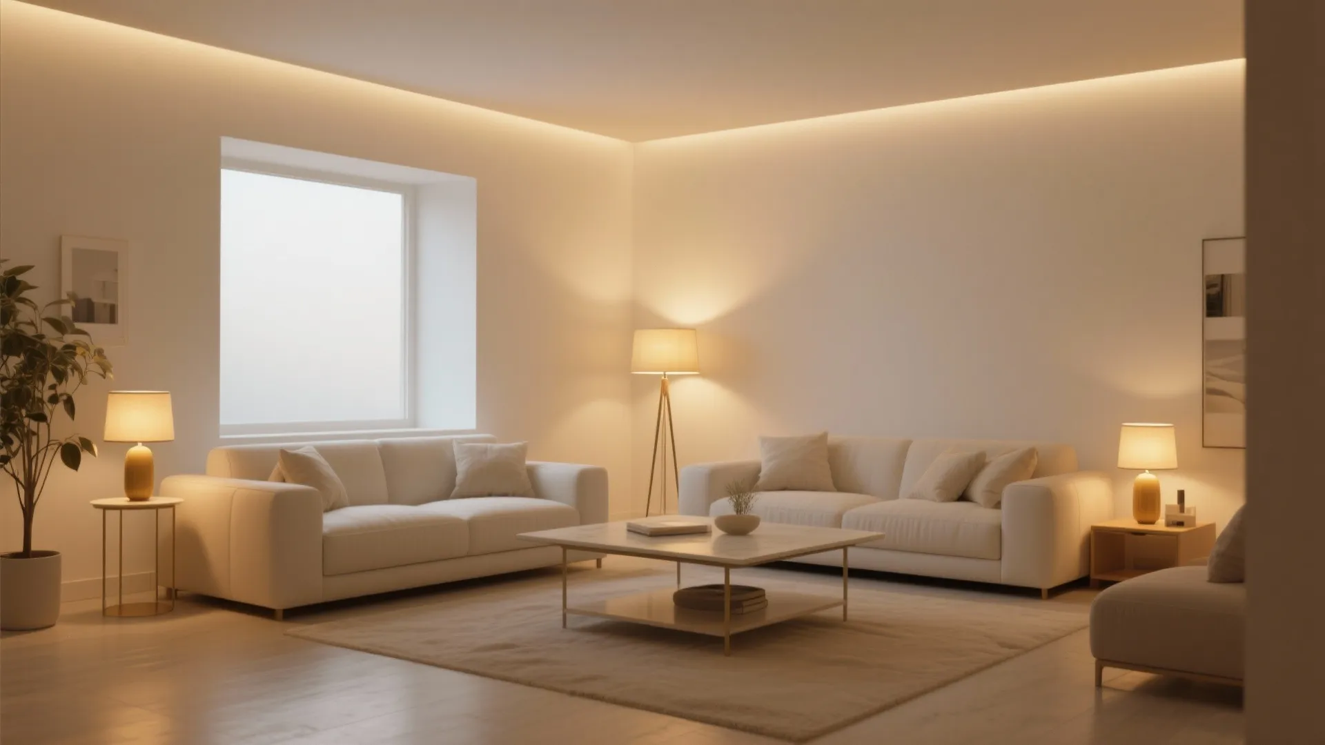 4. Warm Lighting Against White Surfaces