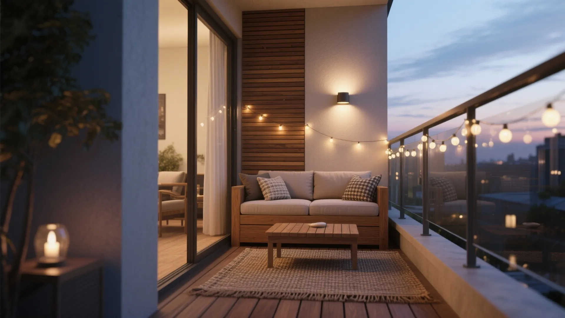 Warm materials and layered lighting