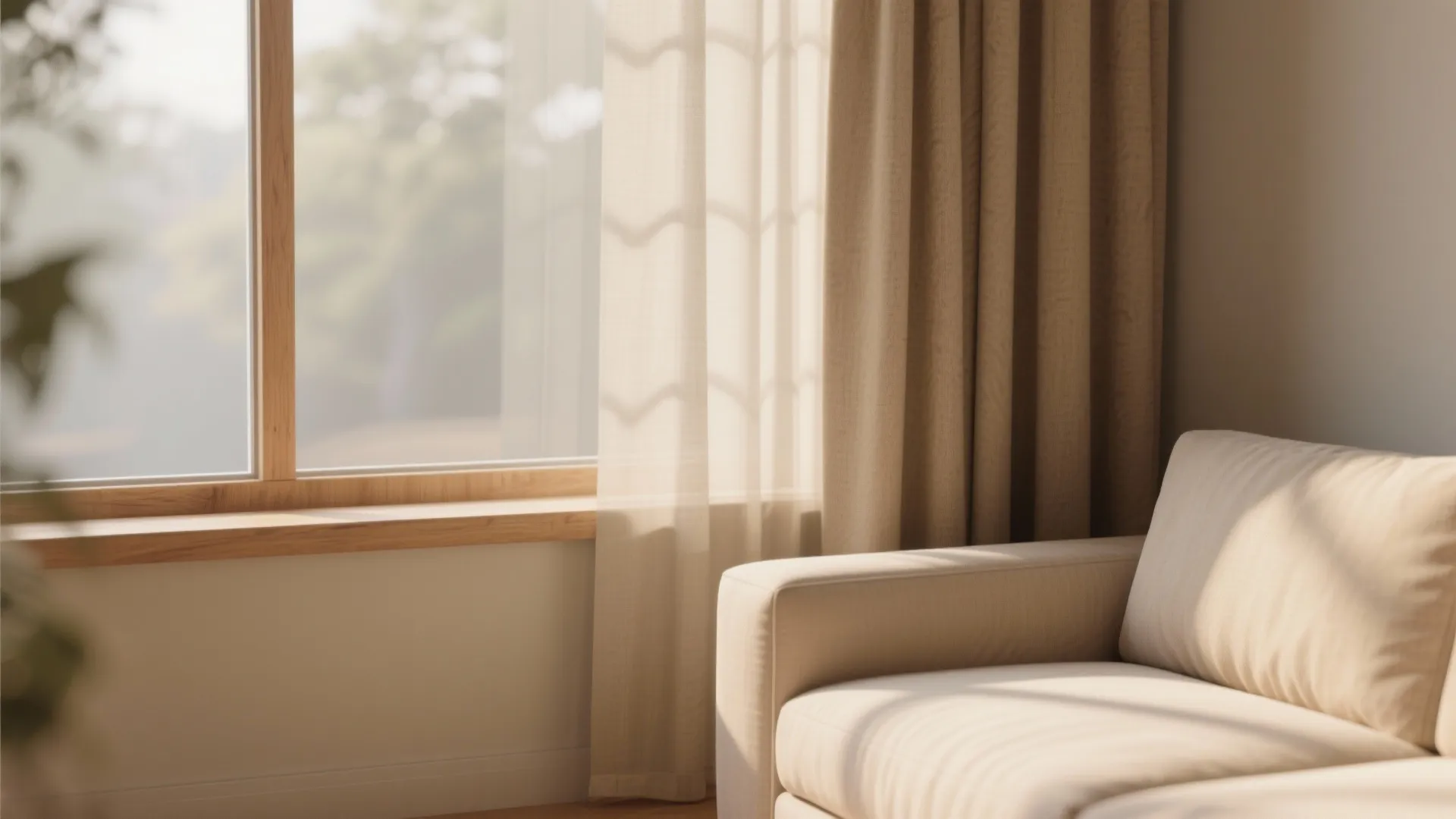 5. Warm Neutral Linen Curtains