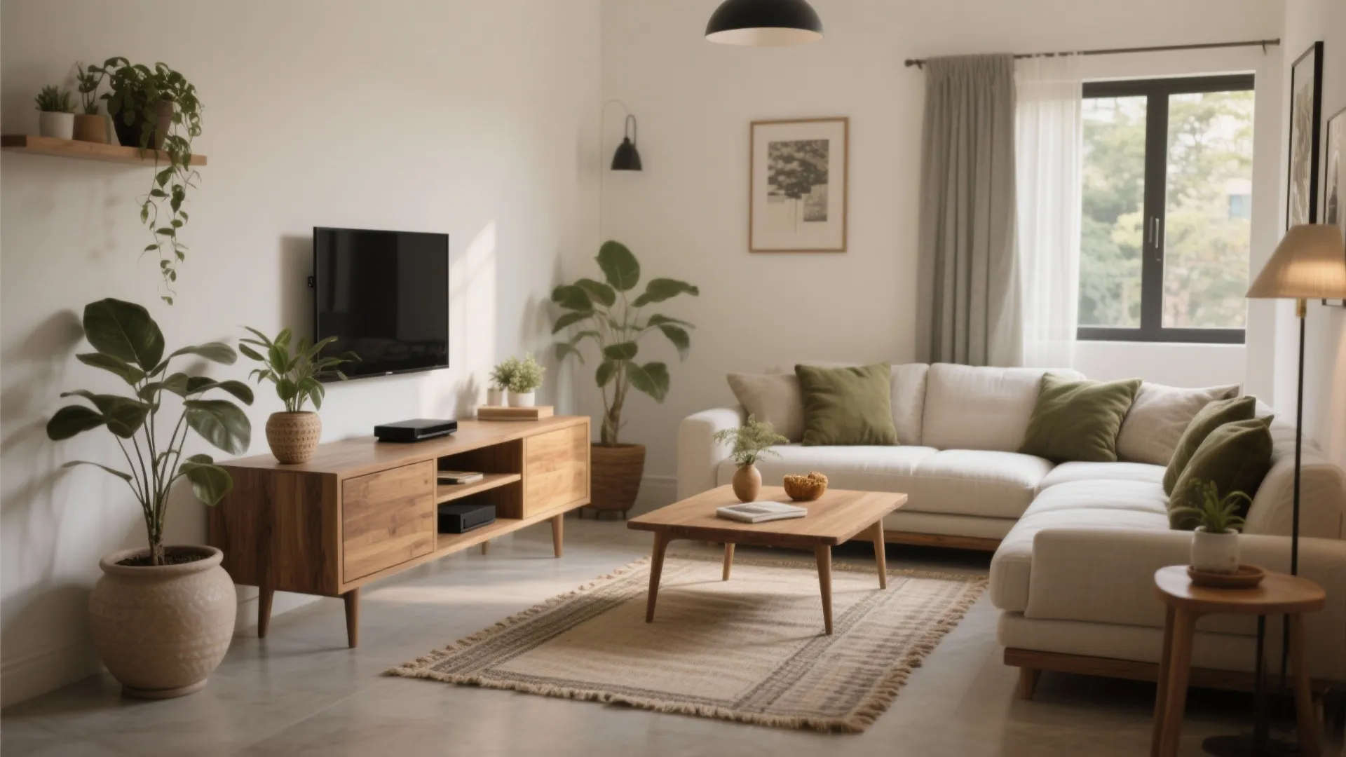 5) Warm Neutrals, Wood Accents, and Easy-Clean Finishes