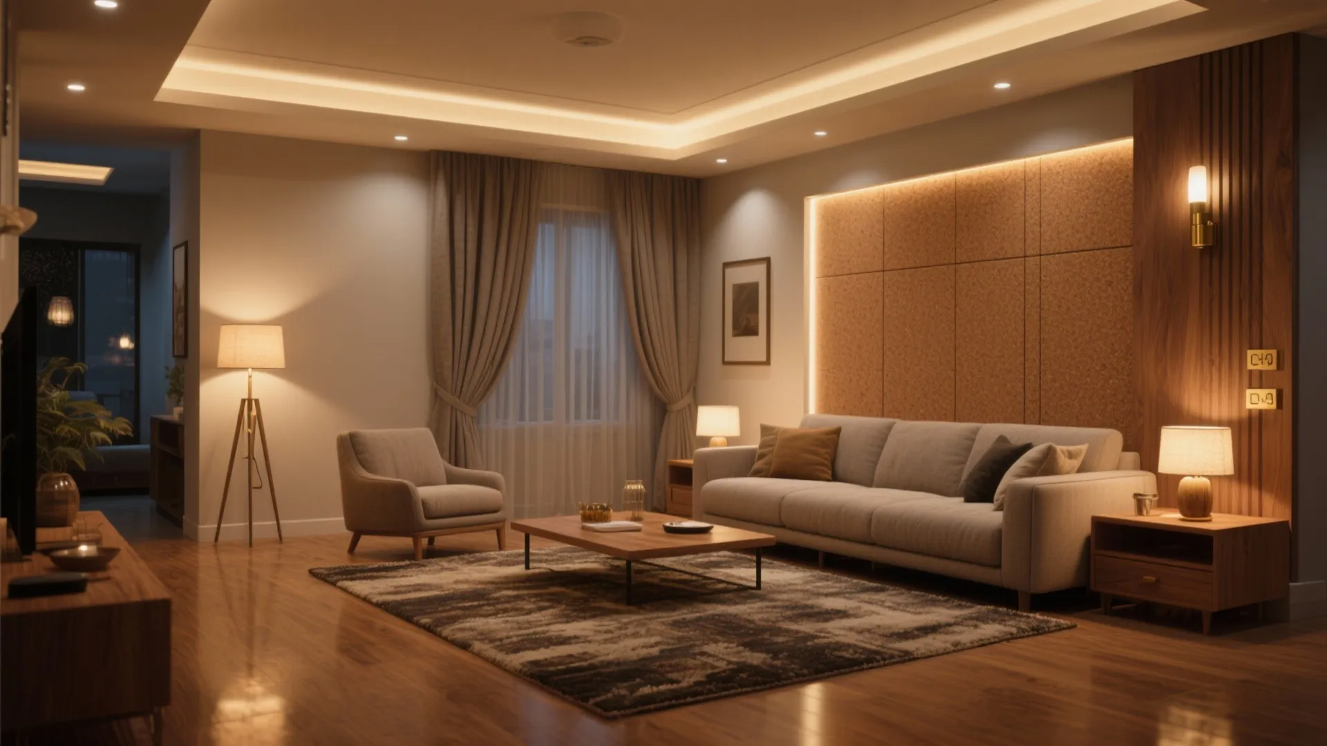 5) Warm Materials, Quiet Acoustics, and Balanced Lighting