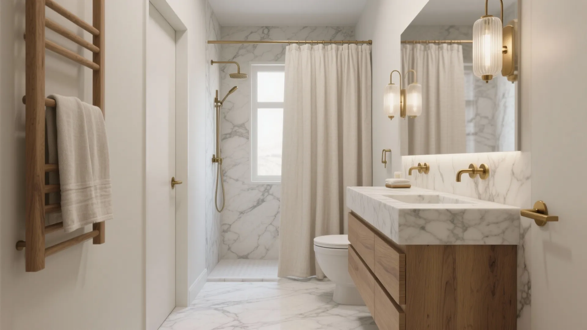 Warm Up Marble with Wood, Brass, and Soft Finishes