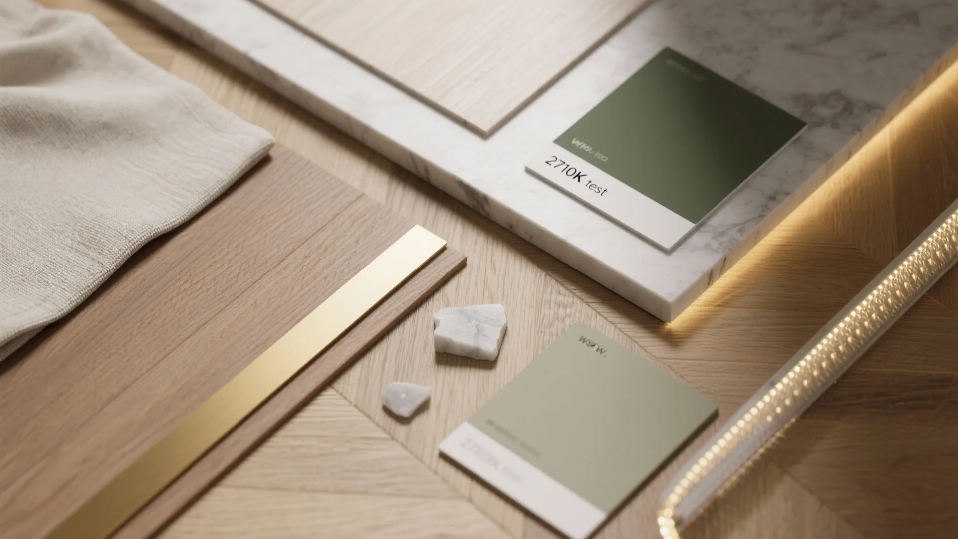 Light layering and material warmth