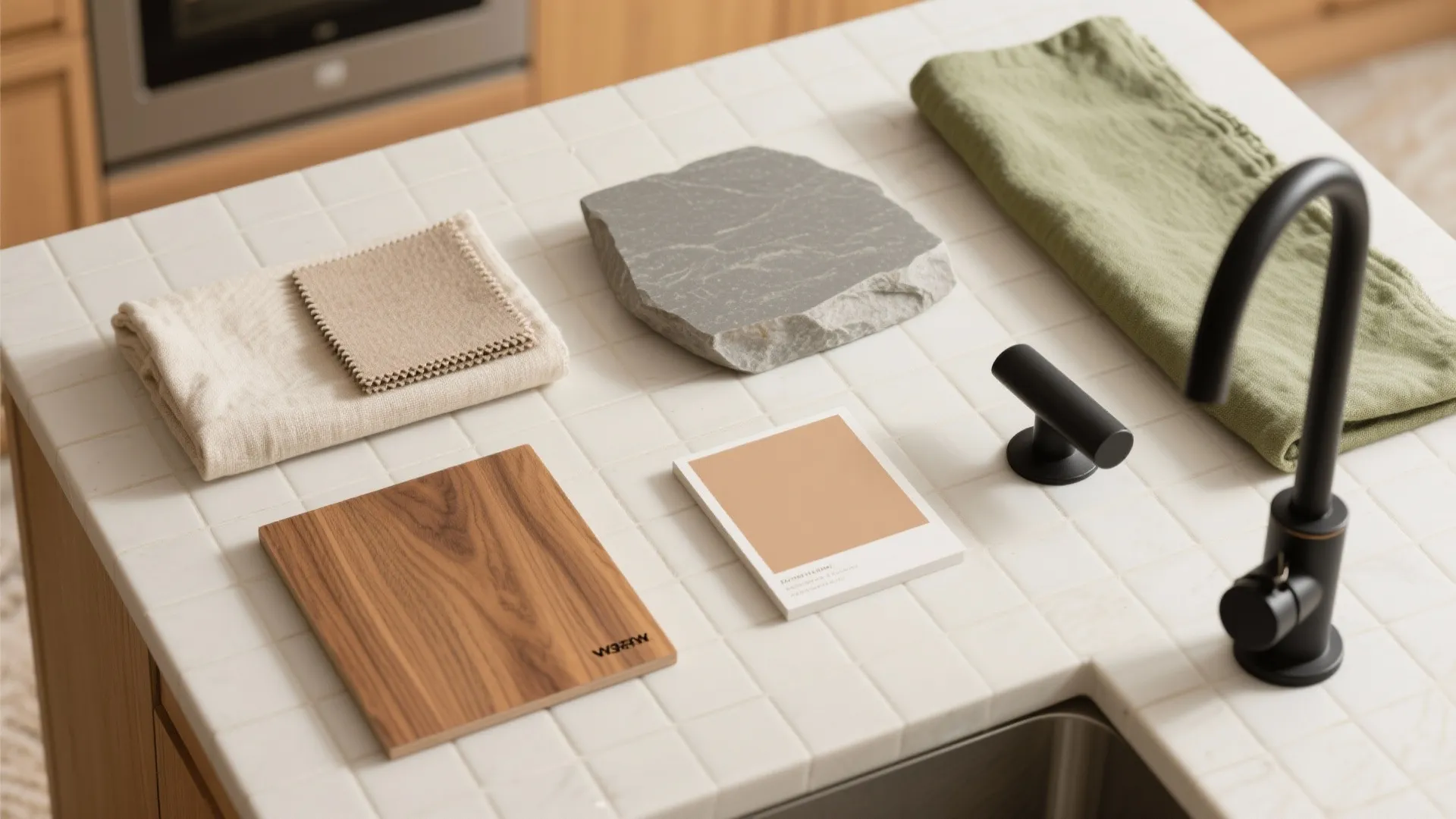 Storage wall strategy with warm, tactile materials