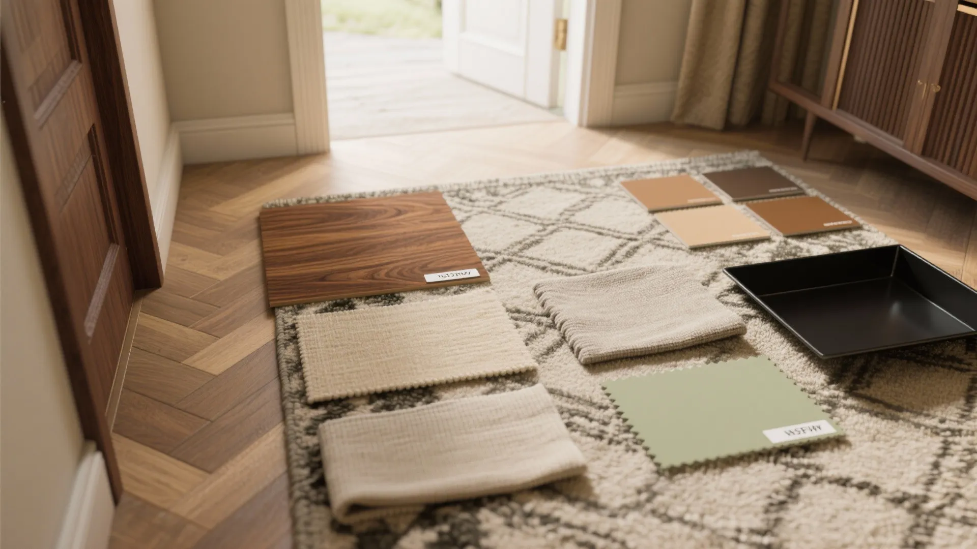 Warm wood and soft materials for comfort