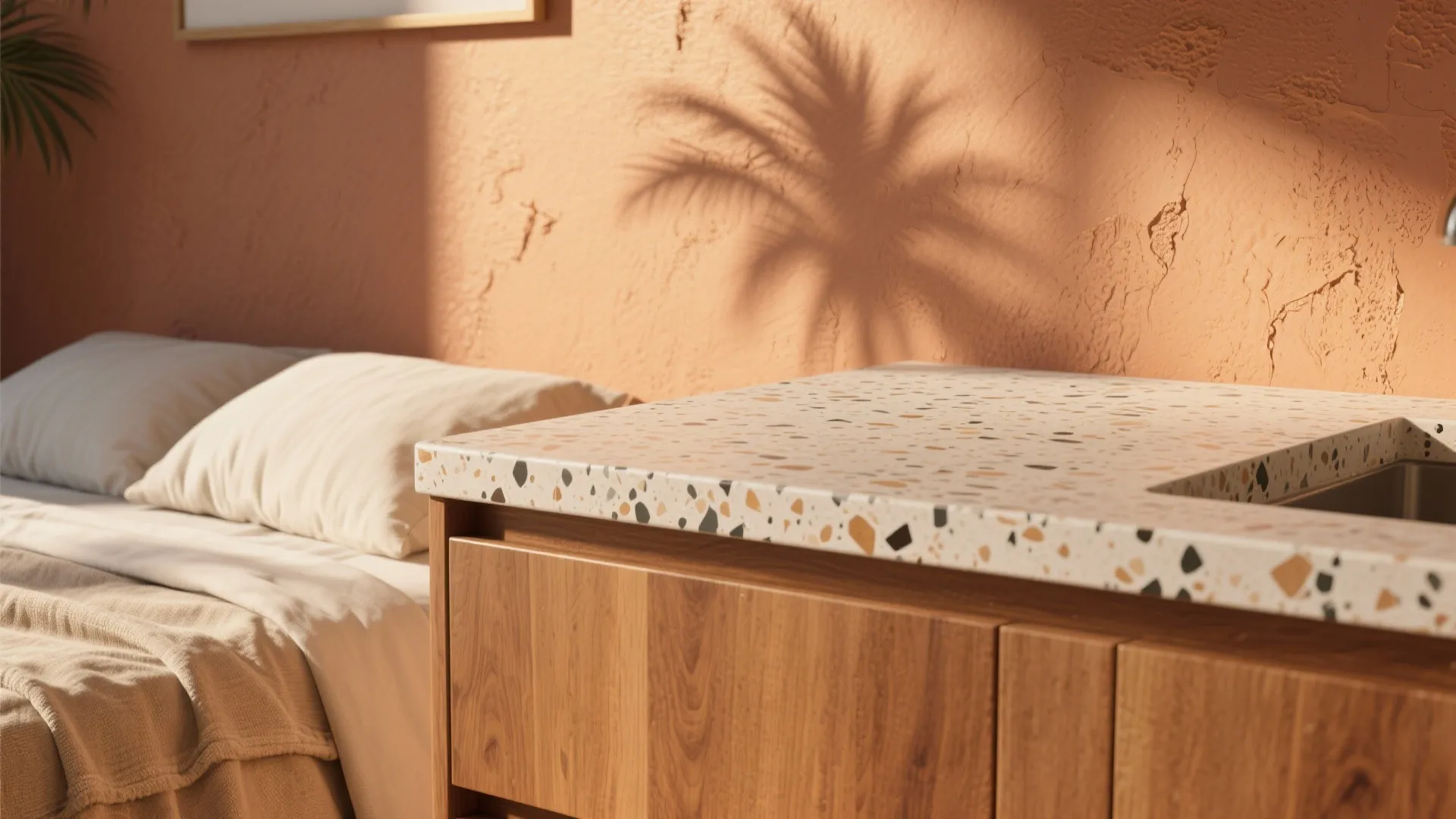 3. Use bold, warm materials to evoke Palm Springs