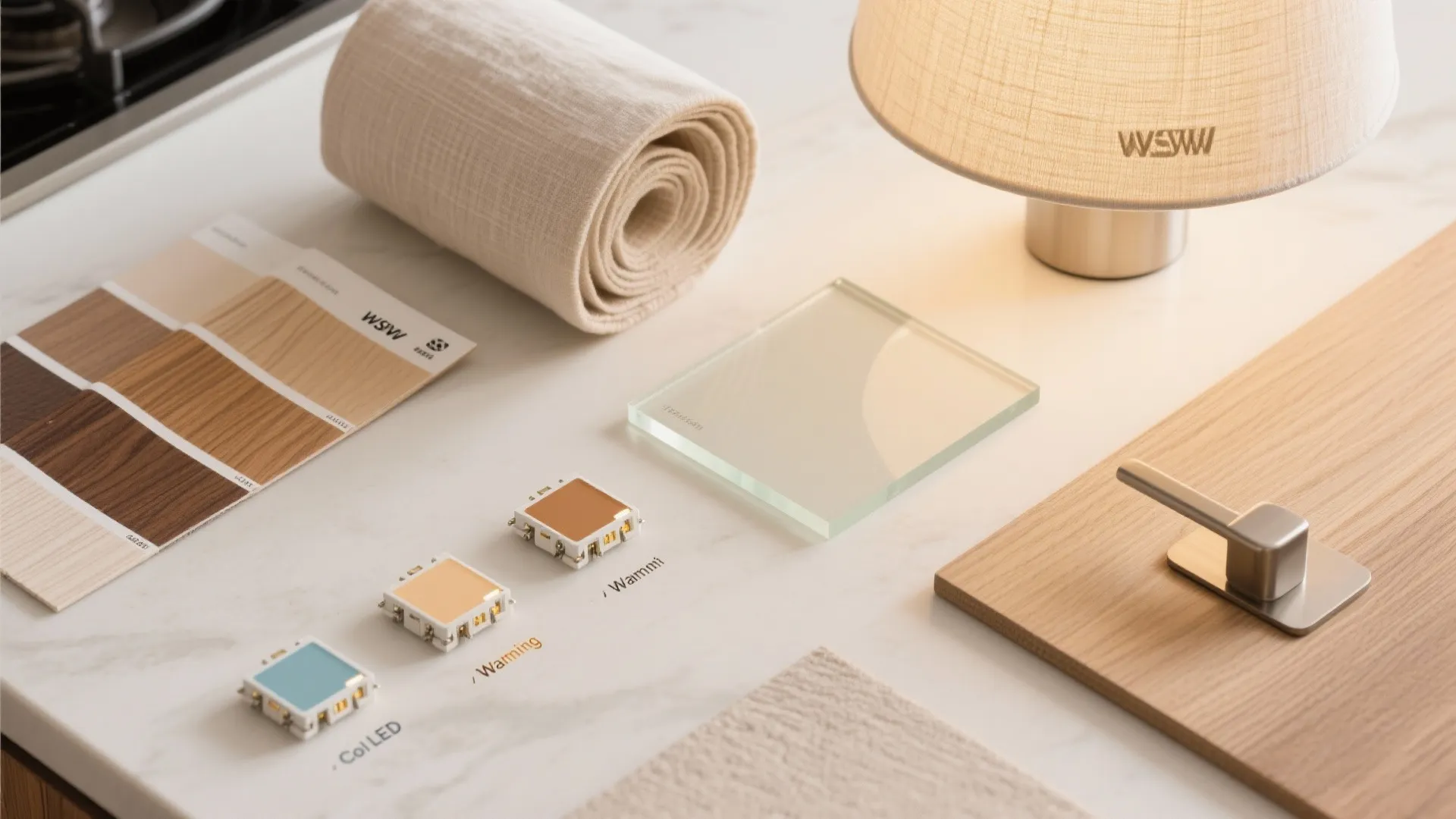 Warm materials and tunable white for mood shifts