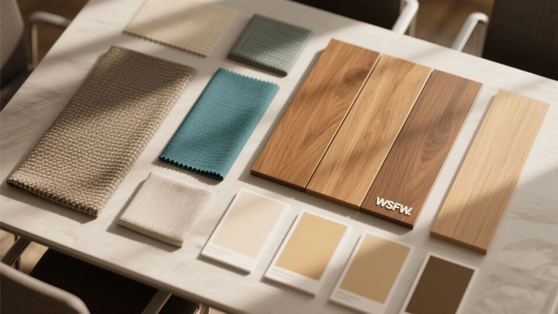 Warm materials & color accents