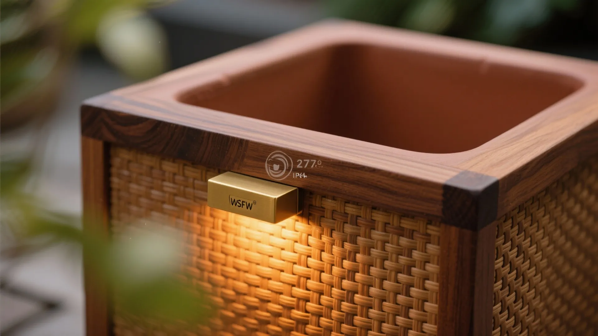 Warm materials and evening lighting