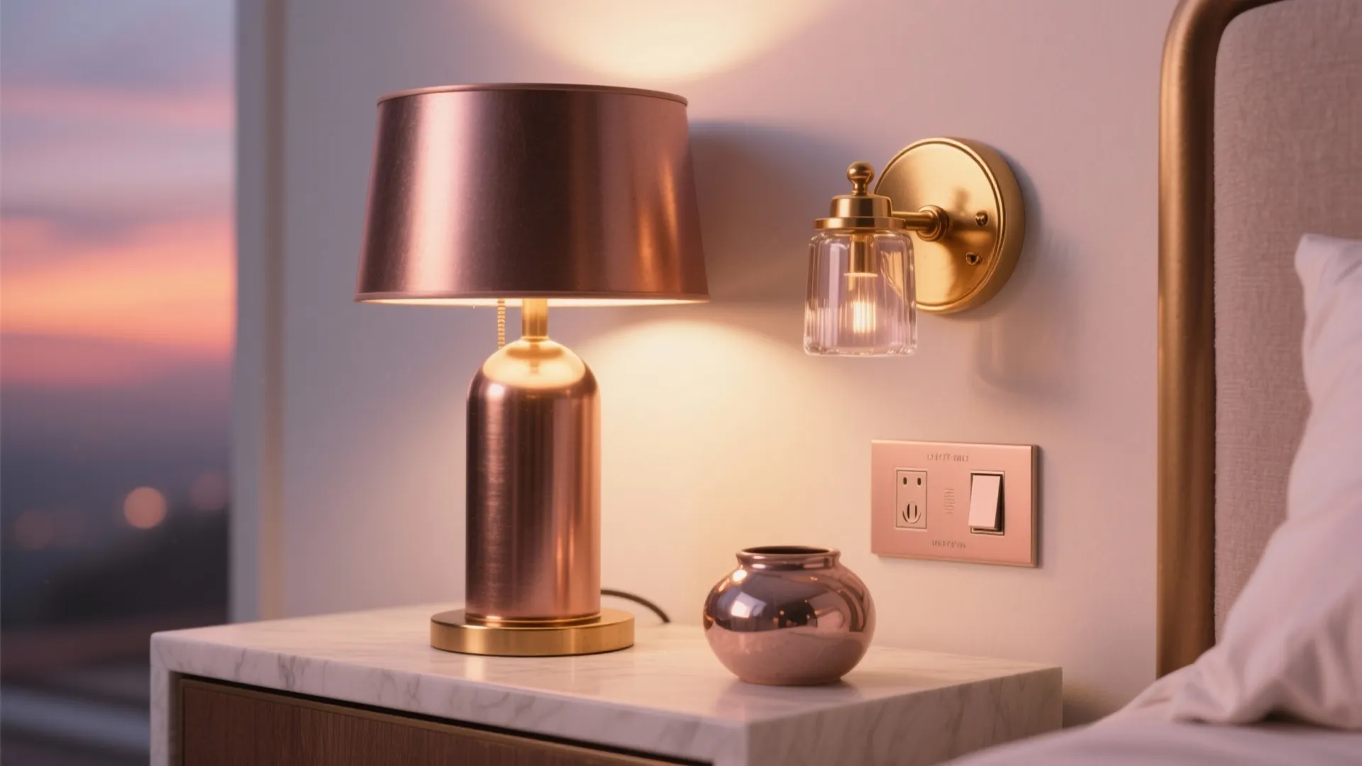 3. Warm Metallic Accents and Lighting