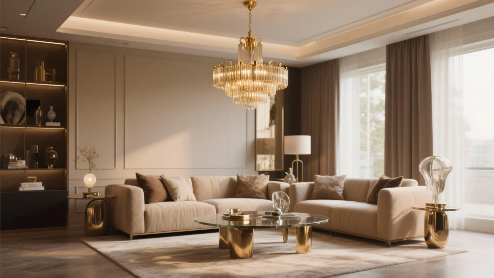 6. Statement Lighting in Warm Metals