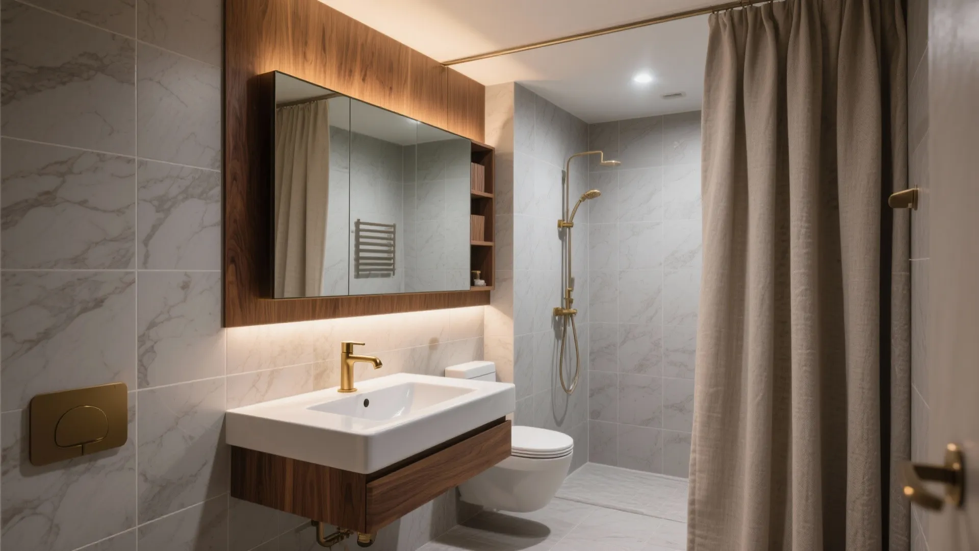 Warm Metals and Wood Accents to Soften Grey