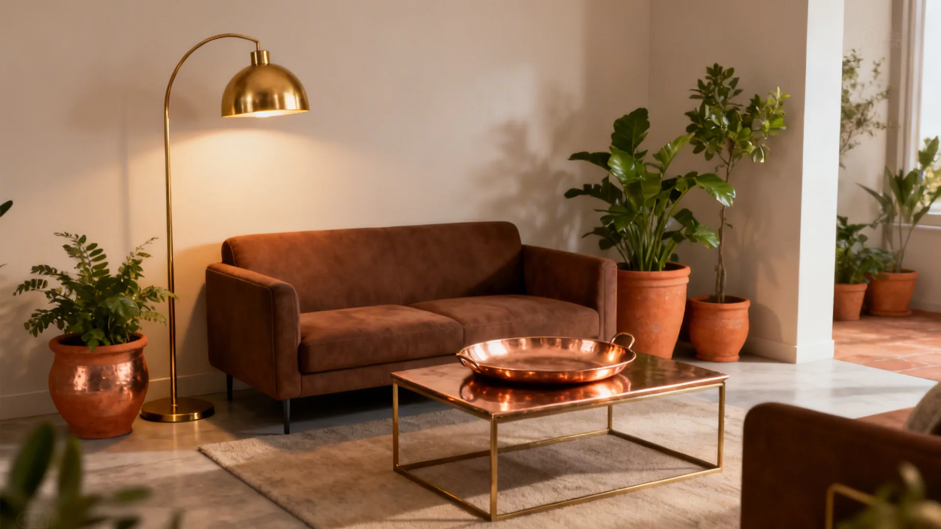 2. Warm Metals and Terracotta Accents