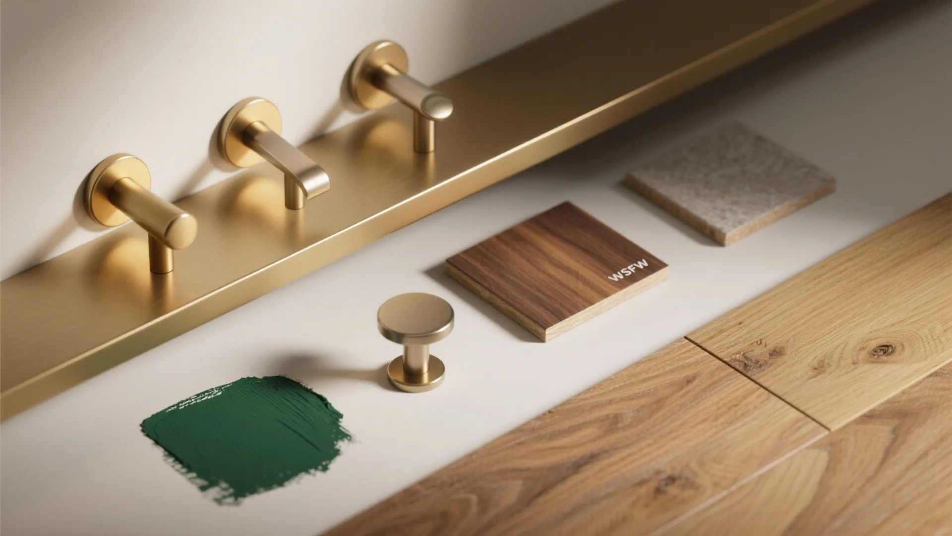 4. Warm metals and wood to soften the contrast