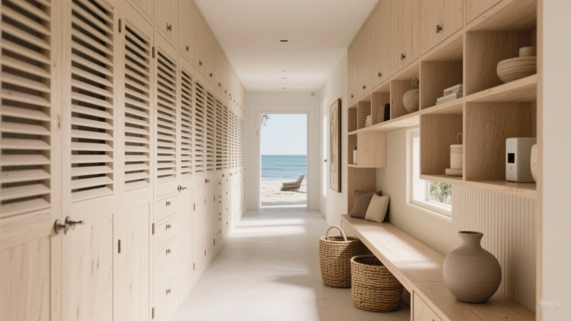 2) Hidden Storage, Warm Minimalism, and Gear Control