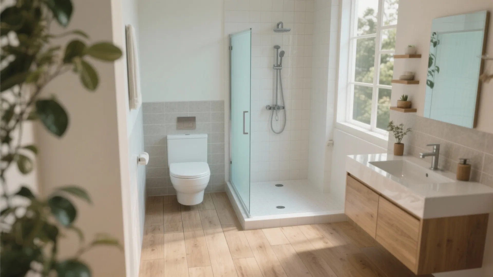 Warm Minimalism: Wood-Look Floors, Glossy Walls