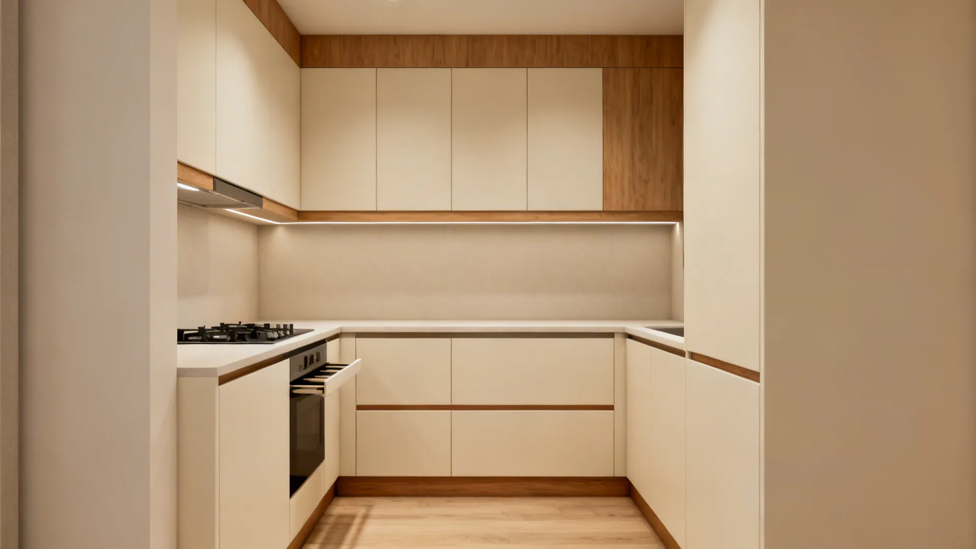 Warm Minimalist Storage With Hidden Rails