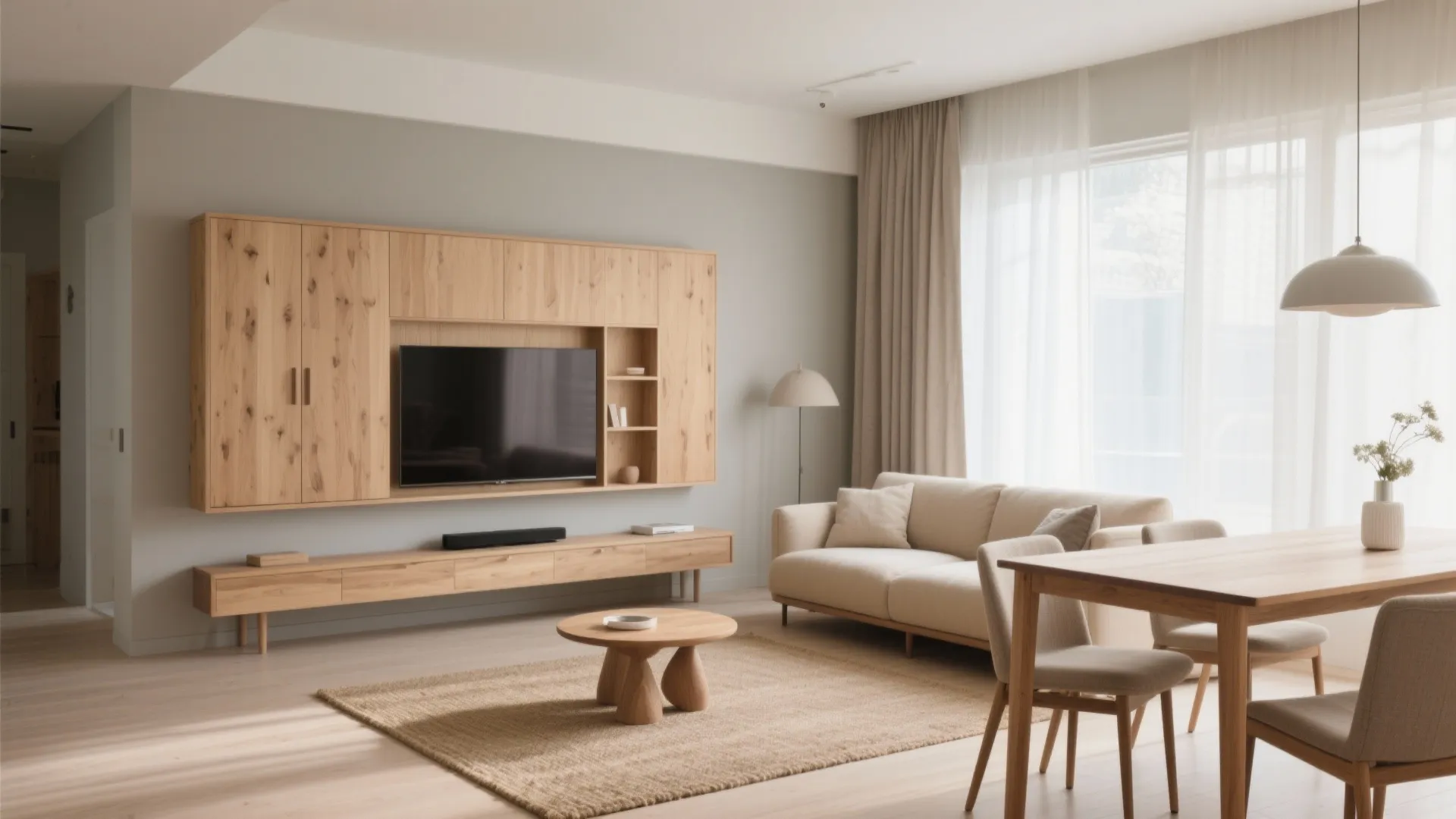 Warm Minimalism for Living-Dining Flow