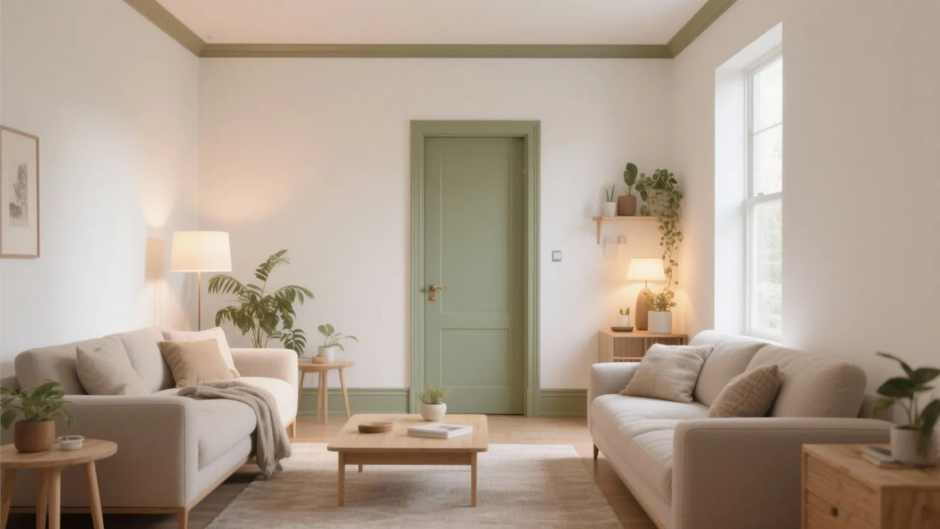 5) Warm minimal palettes: soft whites, mushroom, and muted greens