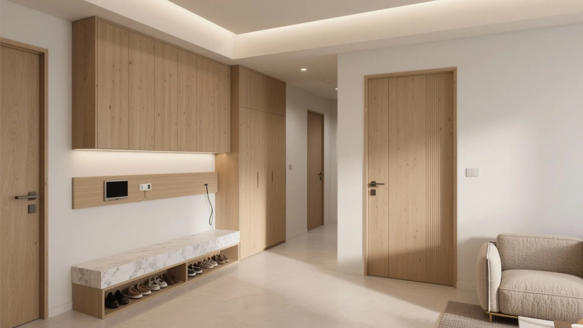 Warm Minimalism With Storage That Disappears