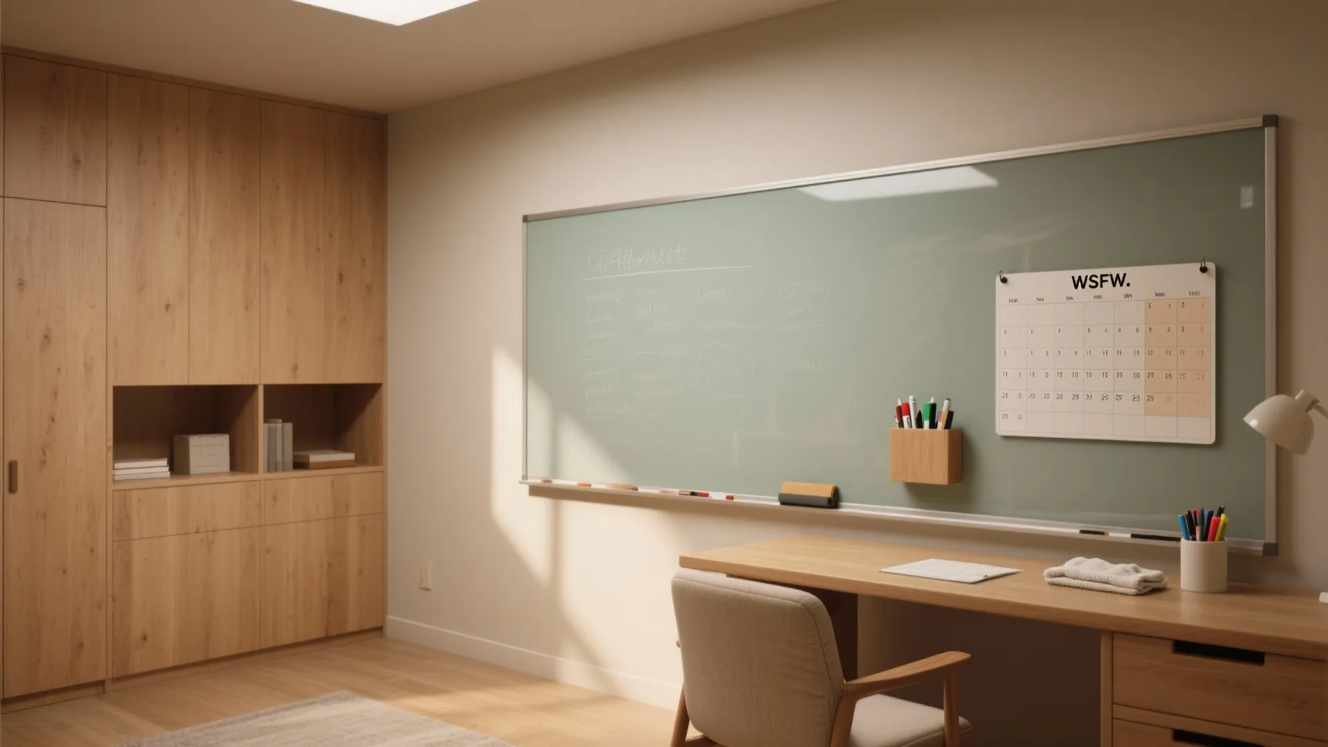 Warm minimalism with writable walls