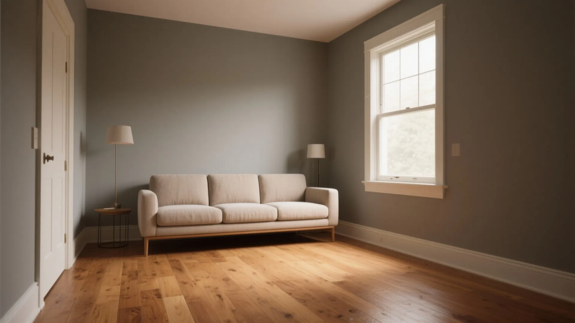 1. Warm Minimalist: Edgecomb Gray Walls + Natural Wood