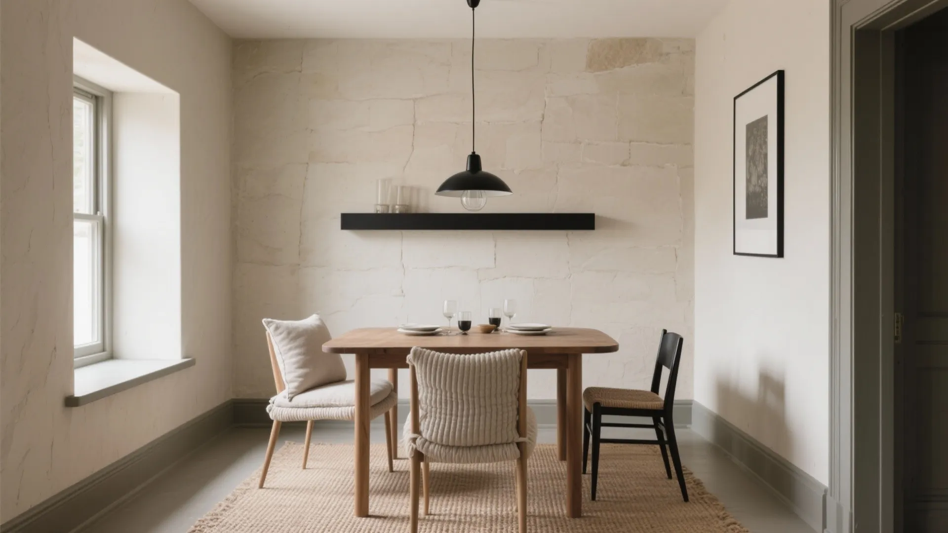 Warm Neutrals with Matte Black Accents