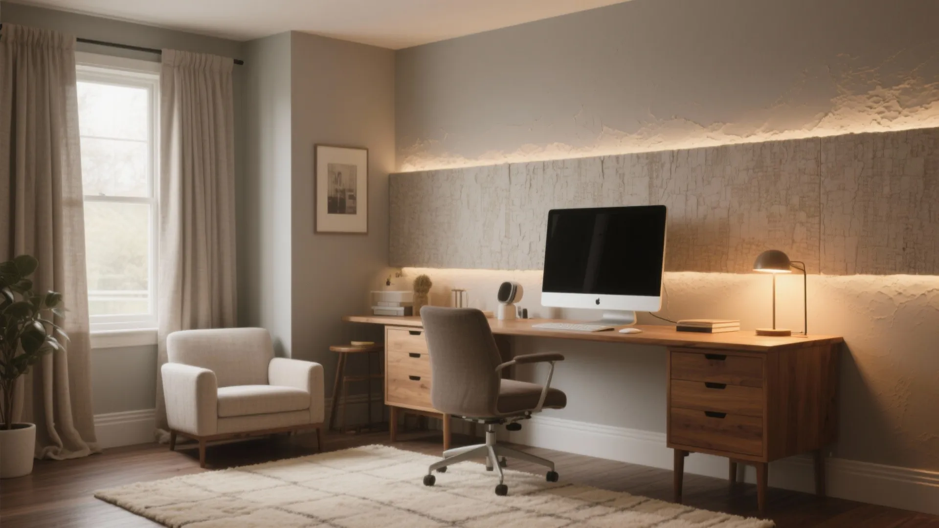 2. Warm Neutral with a Textured Accent Wall