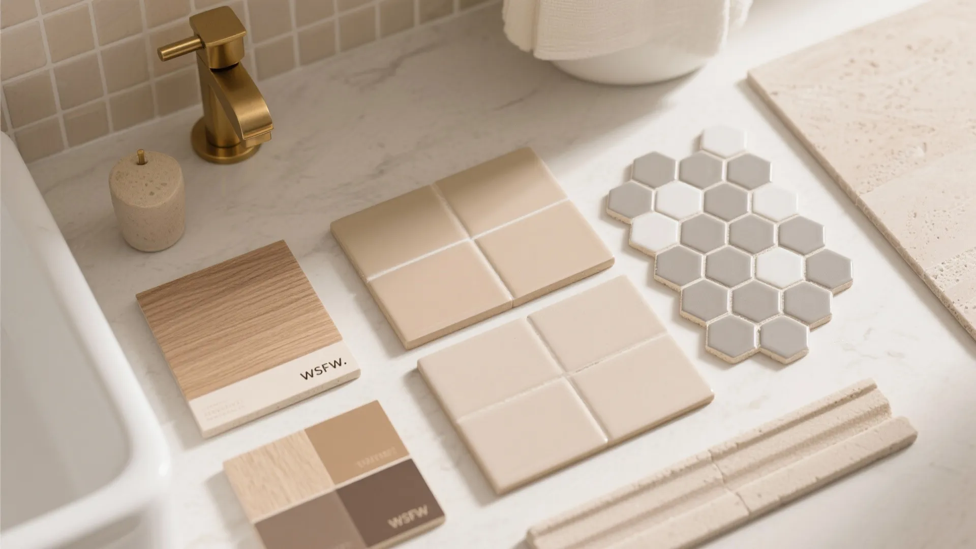 Warm neutrals and textured matte finishes