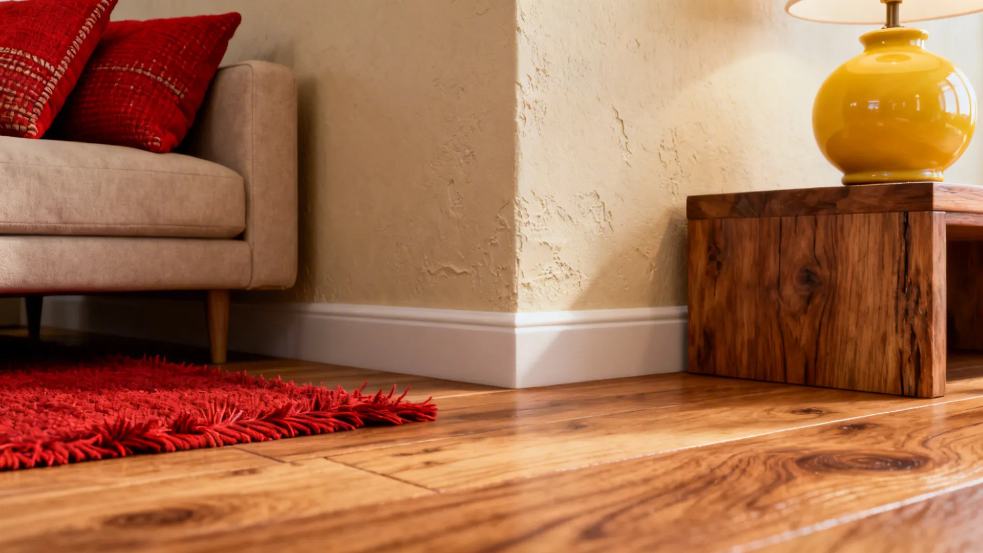 1. Warm Neutral Base with Red Accents