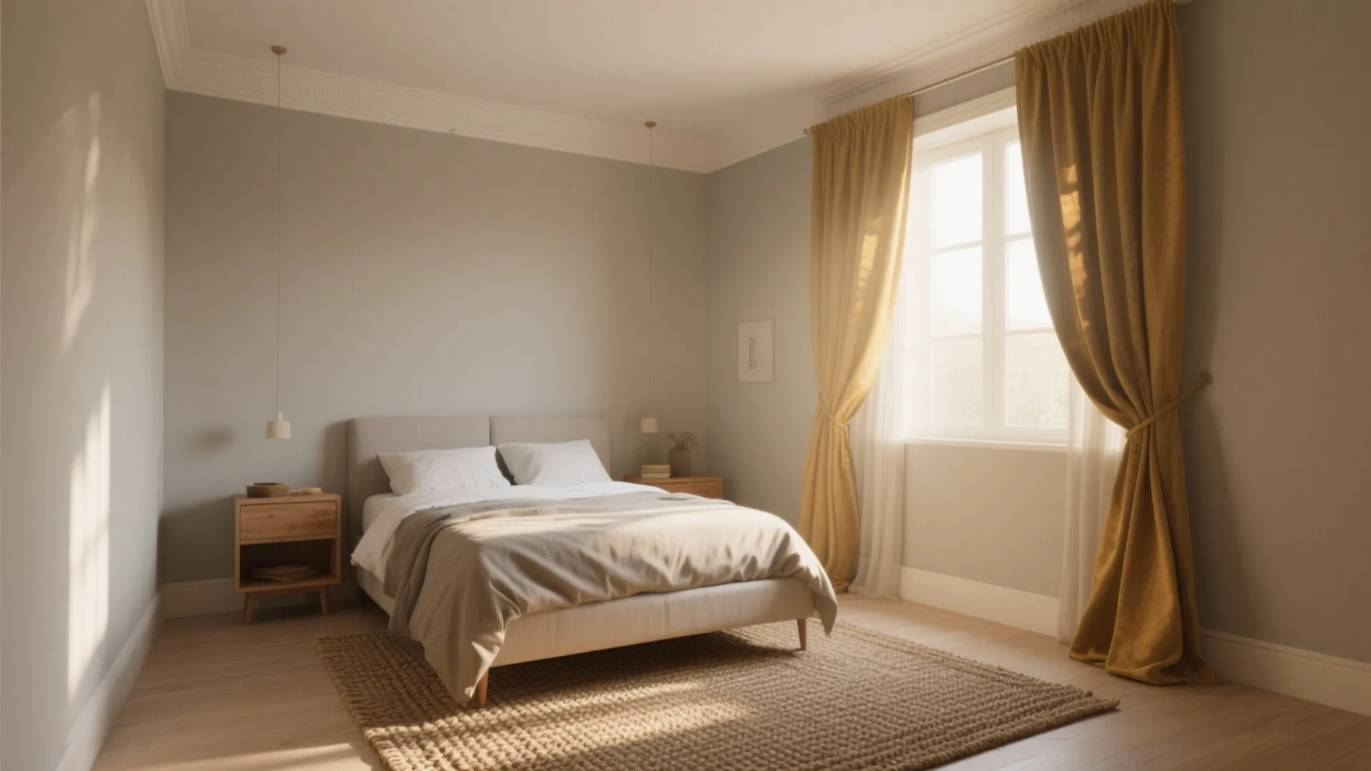 1. Use a single light, warm neutral to enlarge small rooms