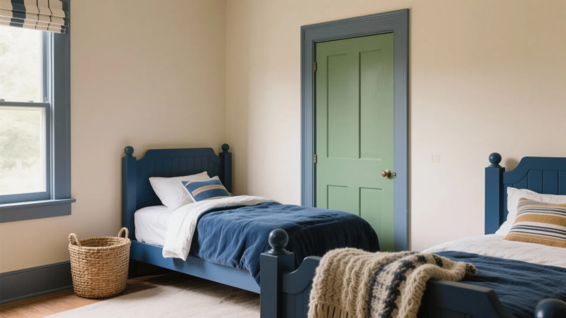 Warm Neutrals with Color-Popped Trim and Furniture