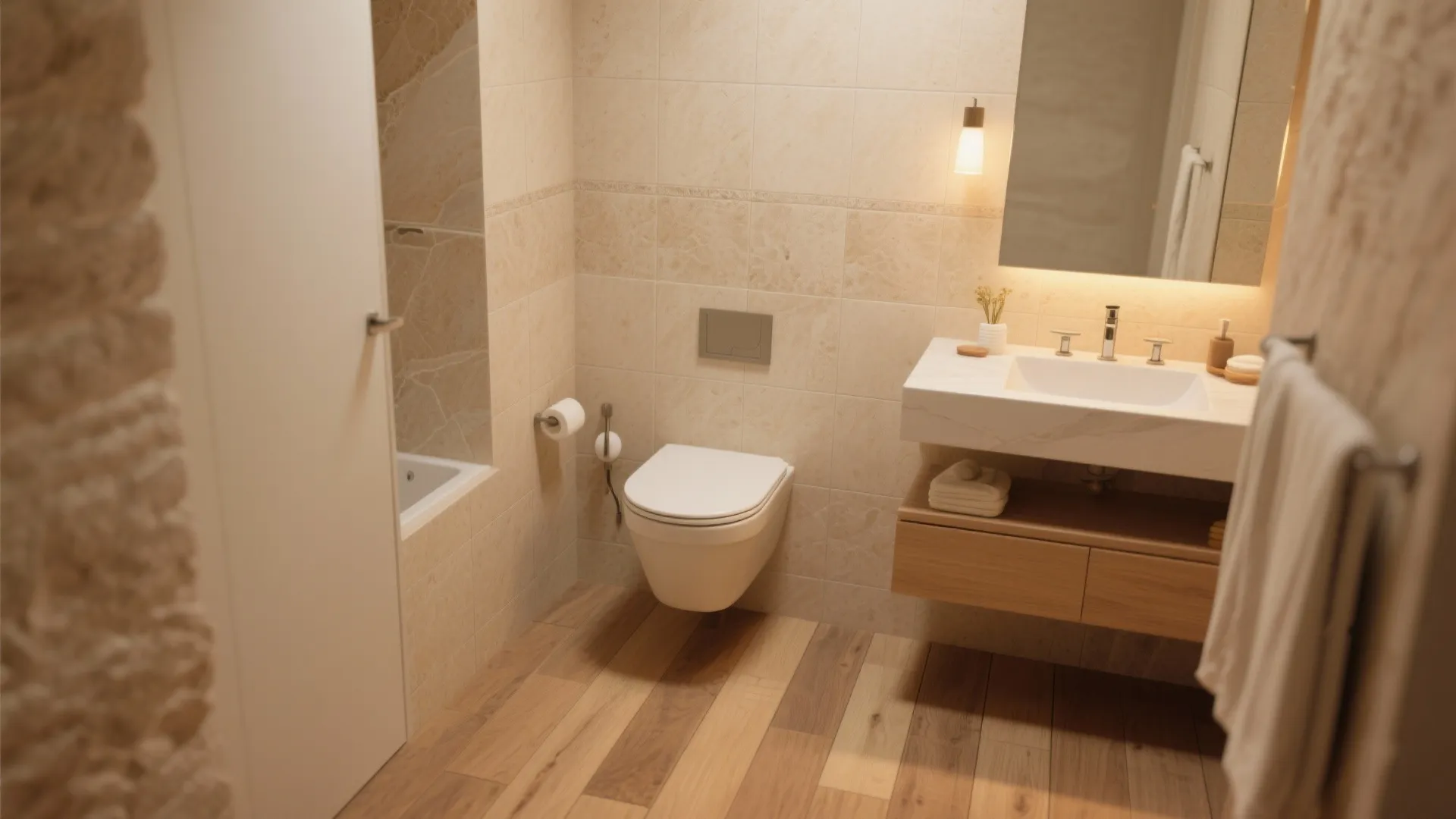 Warm Neutrals and Wood-Look Porcelain