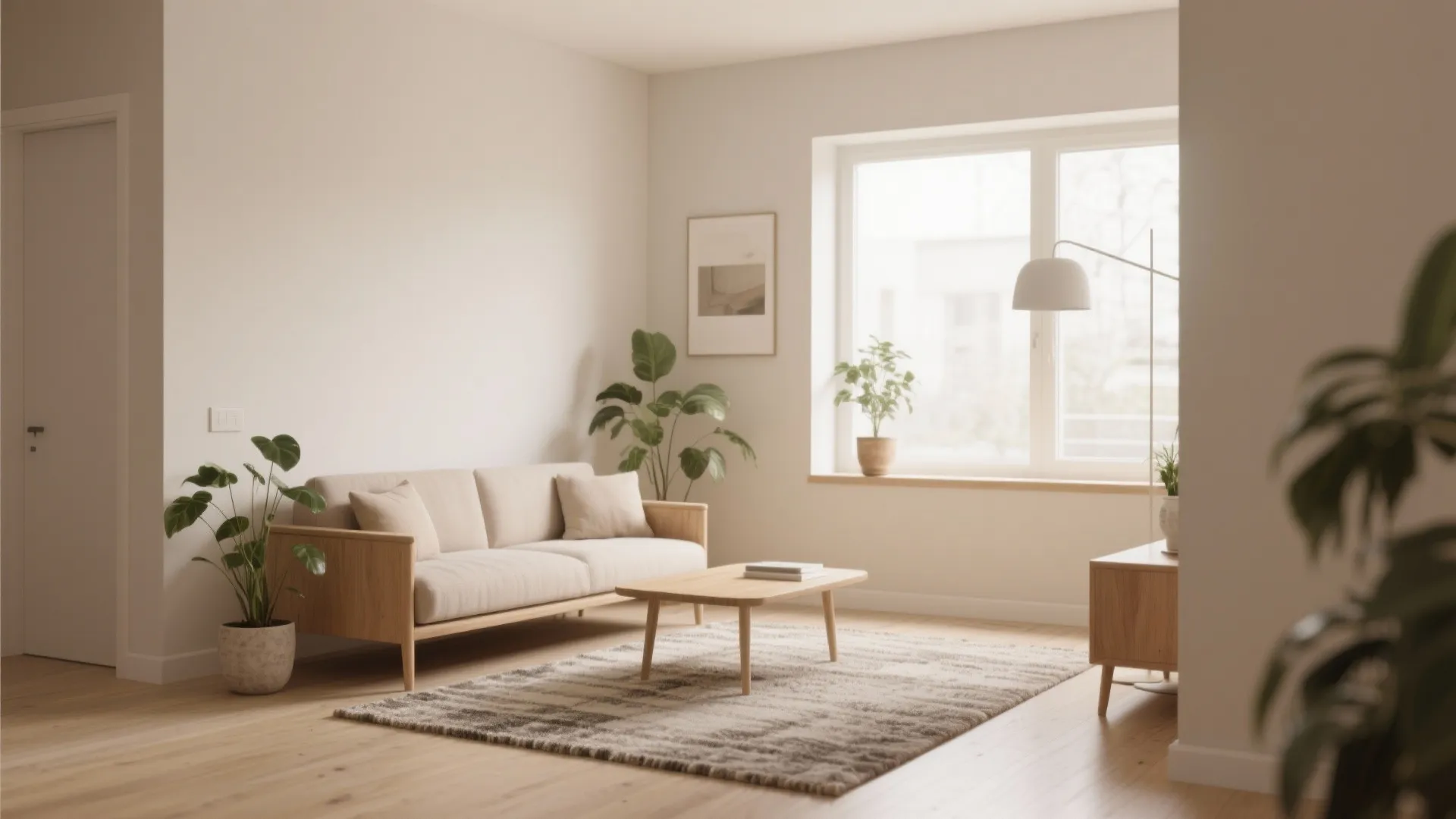 1. Light warm neutrals to open the space