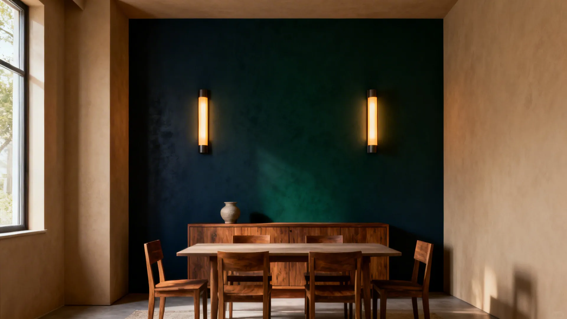 1. Warm Neutrals with a Deep Accent Wall