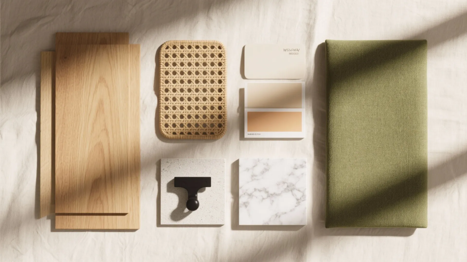 Warm wood accents with tropical greens