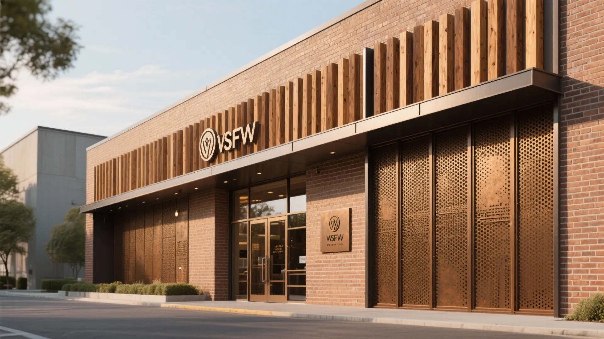 Warm Material Palette: Brick, Wood, and Textured Metal