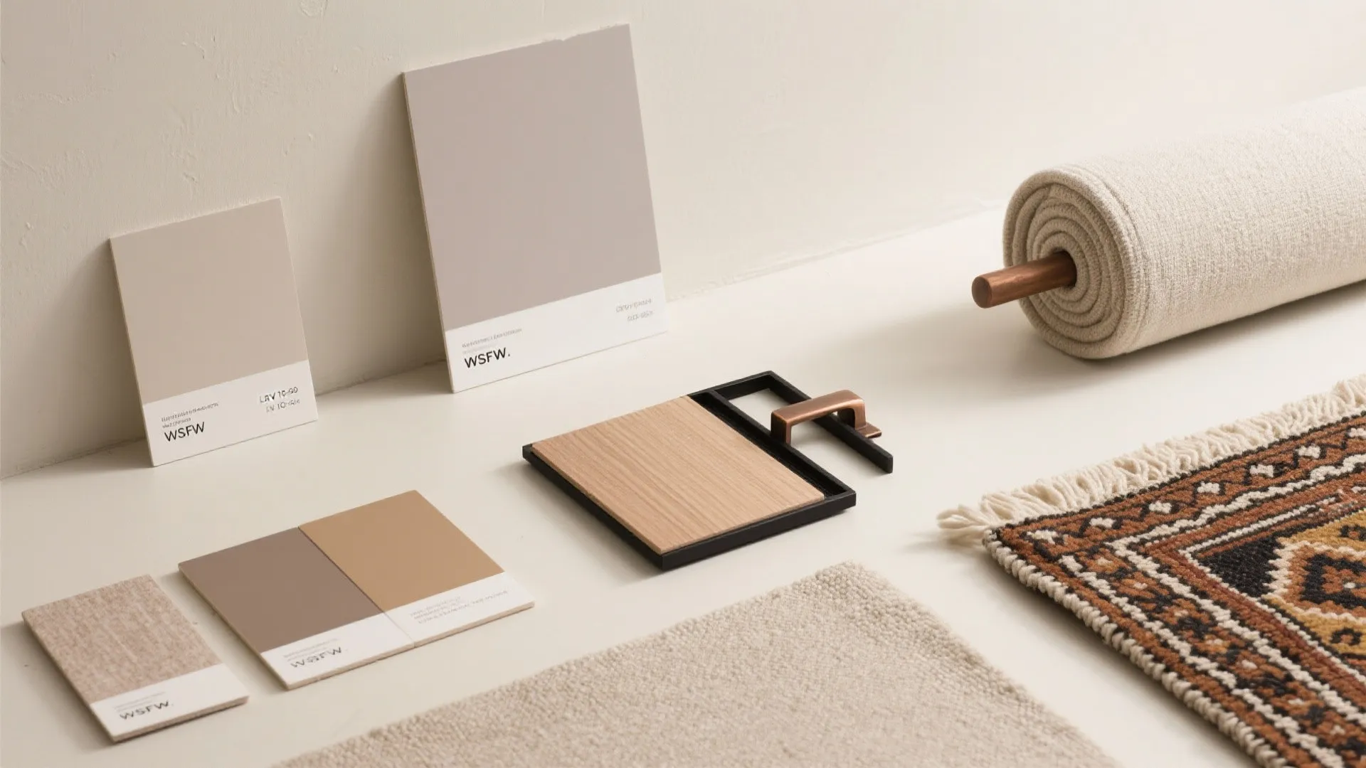 Calm color story with warm whites and wood accents