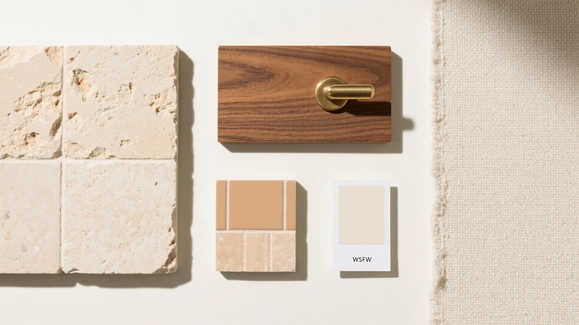 4) Warm stone palettes with mixed materials