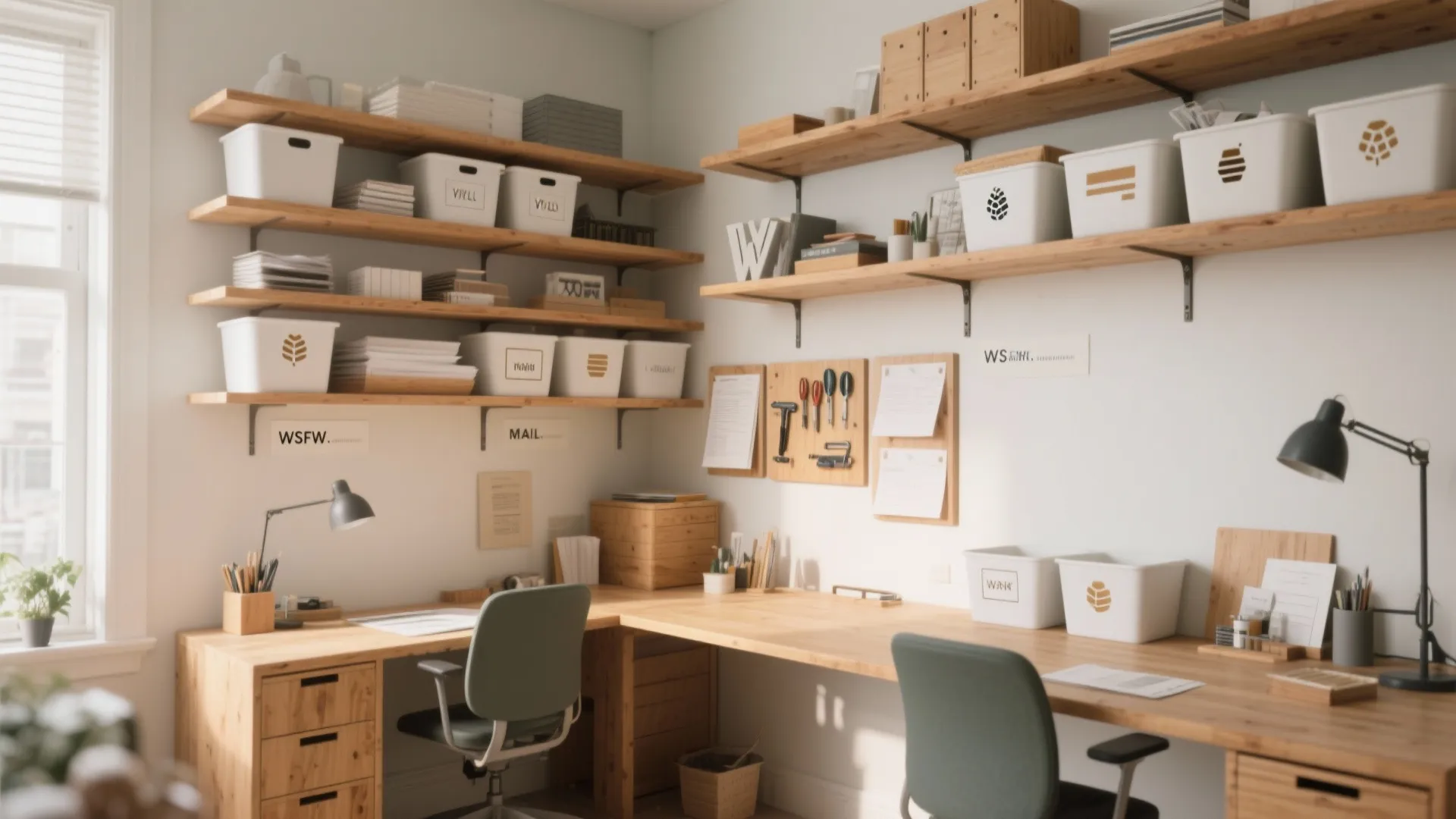 Warm materials, calm palette, and labeled micro-zones