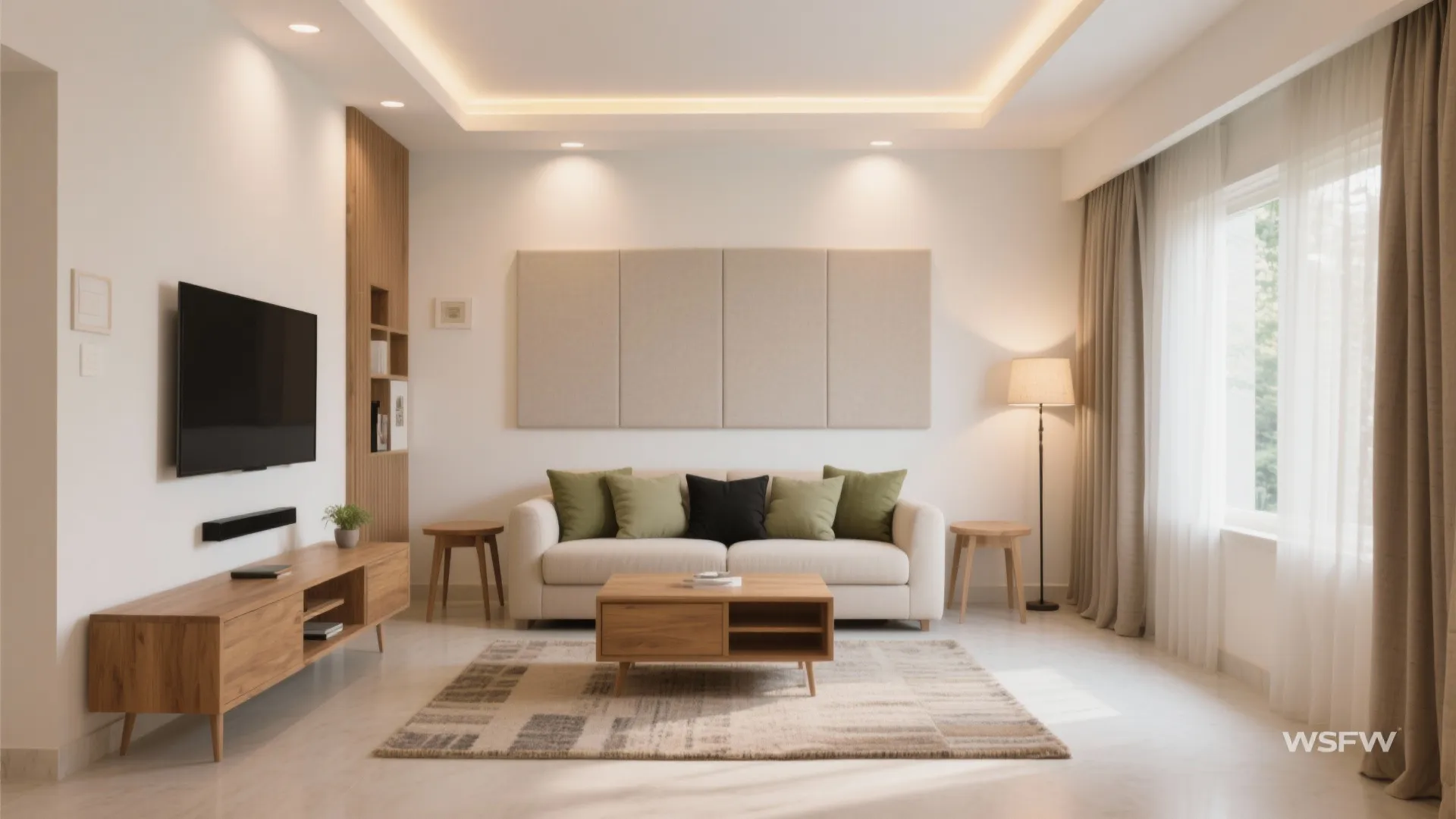 5) Light palette, warm wood, and soft acoustics—your daily comfort trio