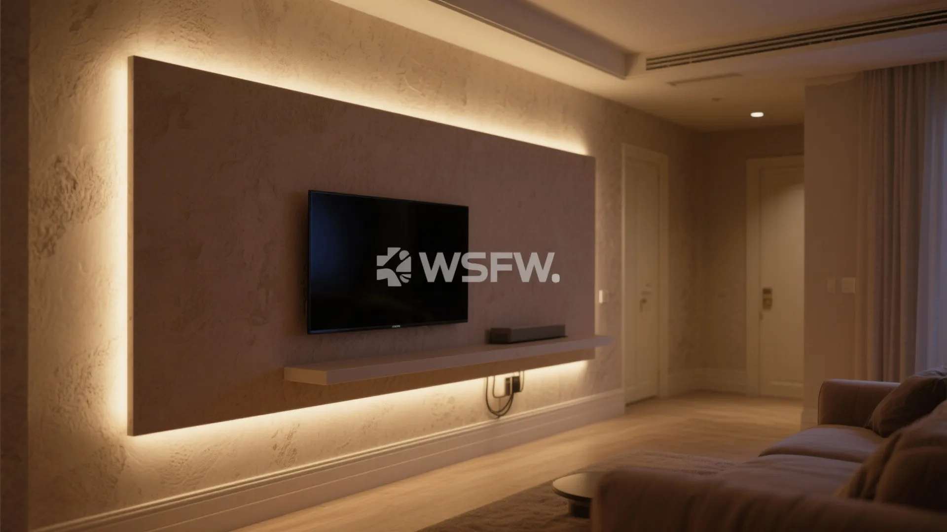 Warm plaster with integrated lighting wash