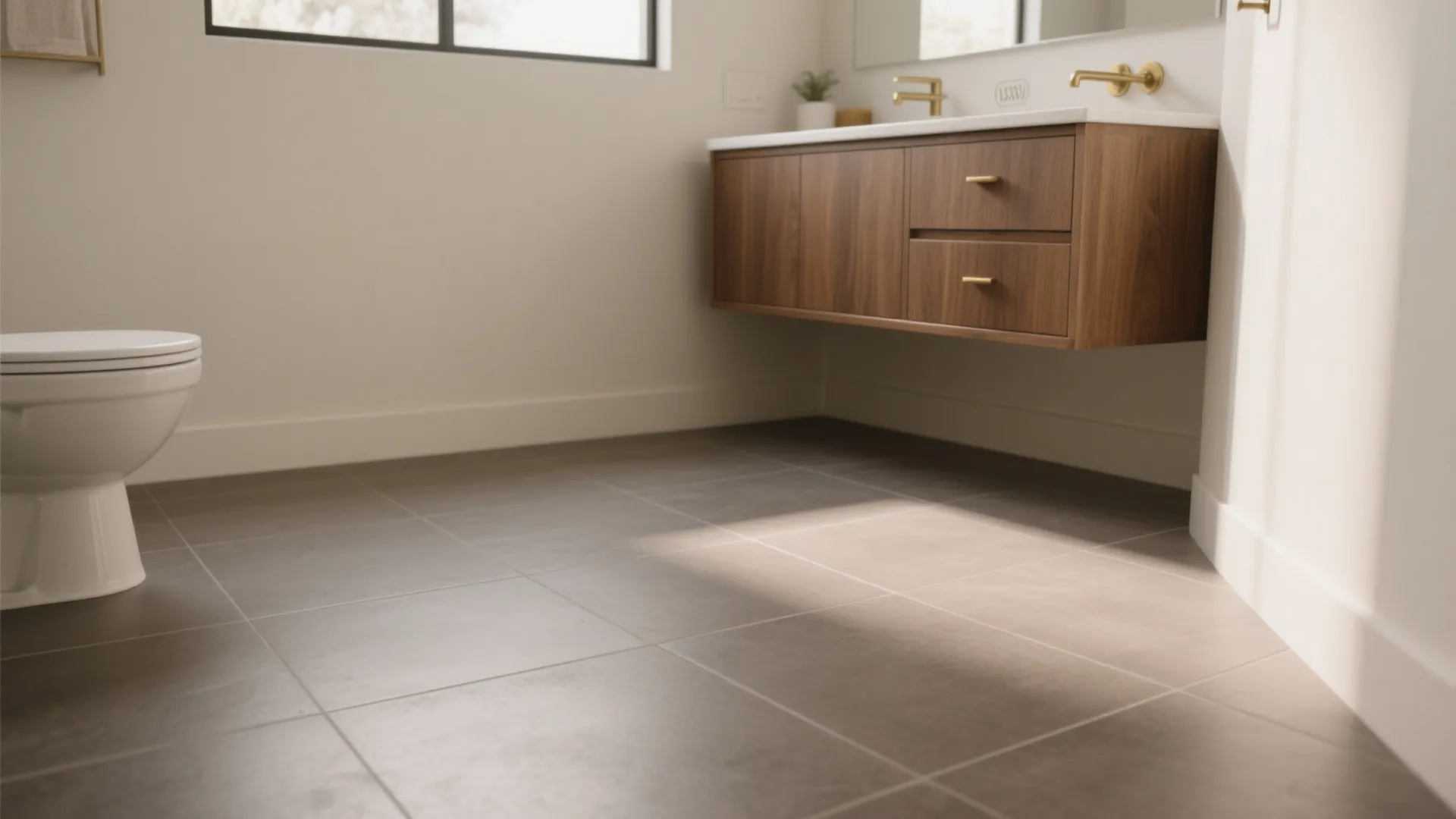 1. Warm matte large‑format porcelain tiles