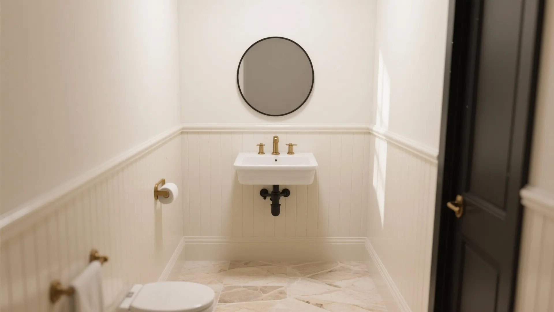 5) Warm Stone-Look Porcelain with a Subtle Sheen