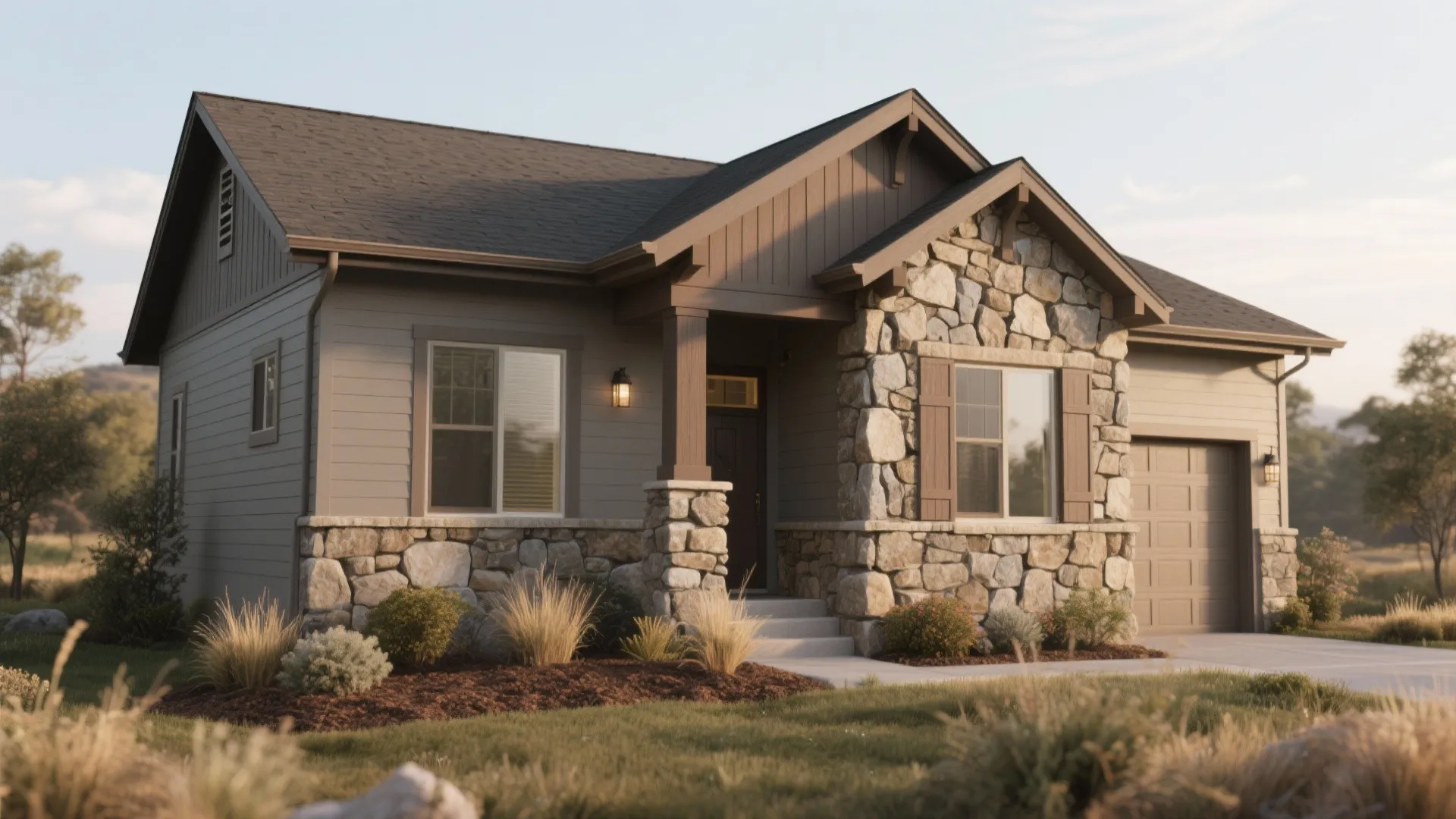 2. Warm Gray with Natural Stone