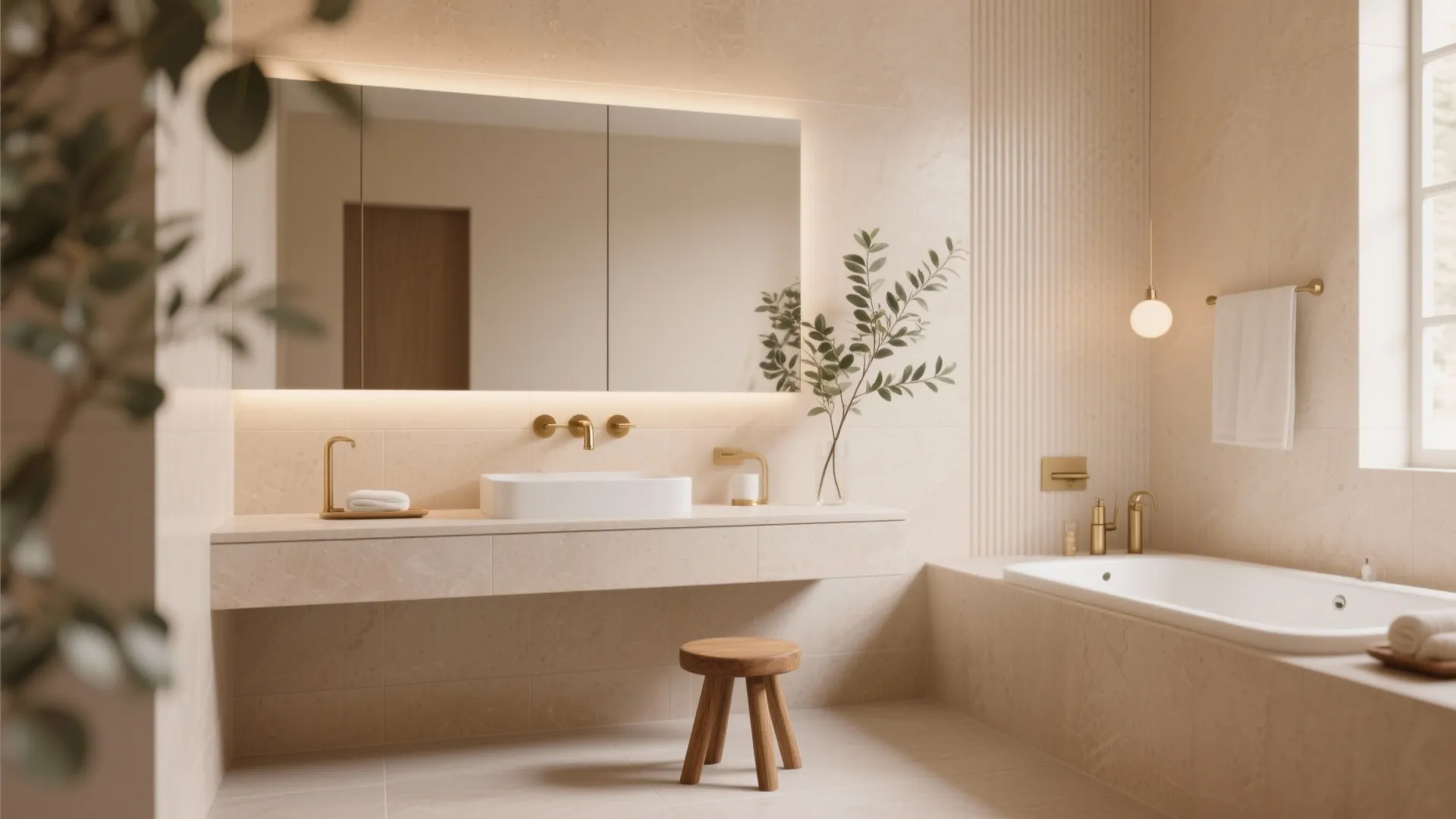 Warm Textured Stone-Look for a Calm Spa Vibe