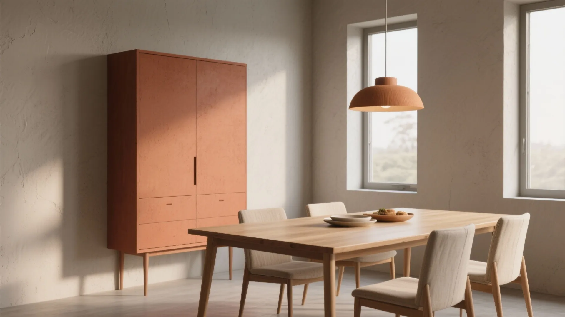 1. Warm Neutrals with a Terracotta Accent