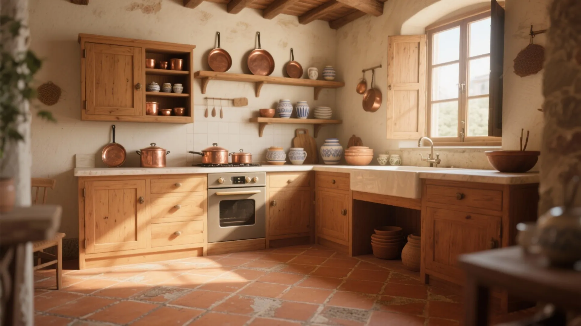 1. Warm Terracotta and Natural Wood